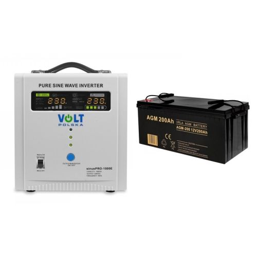 Zasilacz awaryjny SINUS PRO 1500 E 12/230V (1050/1500W) + Akumulator AGM 12V 200 Ah